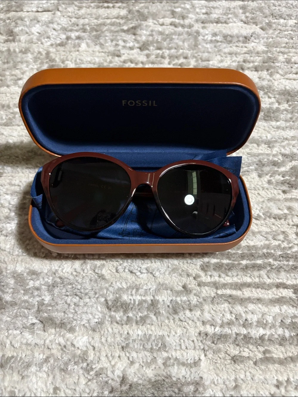 Fossil Two Tone Cat-Eye Sunglasses with Gold Accents